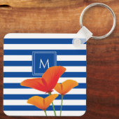 Monogram papaverblauwe stripes sleutelhanger (Achterkant)