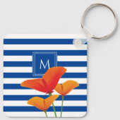 Monogram papaverblauwe stripes sleutelhanger (Achterkant)