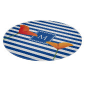 Monogram papaverblauwe stripes snijplank (Hoek)