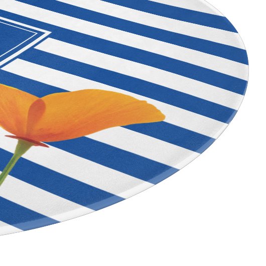 Monogram papaverblauwe stripes snijplank (Hoek)