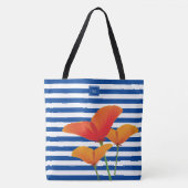 Monogram papaverblauwe stripes tote bag (Voorkant)