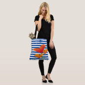 Monogram papaverblauwe stripes tote bag (Op model)