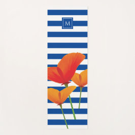 Monogram papaverblauwe stripes yogamat