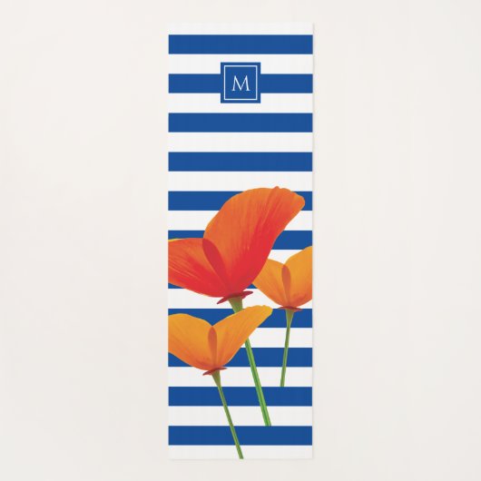 Monogram papaverblauwe stripes yogamat (Achterkant)