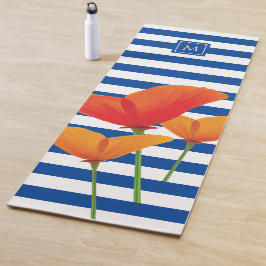 Monogram papaverblauwe stripes yogamat