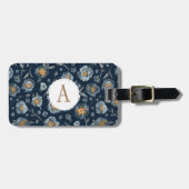 Monogram papavers bloemenpatroon bagagelabel (Voorkant horizontaal)