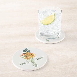 Monogram, papier gewatteerde bloemen ronde zandste zandsteen onderzetter