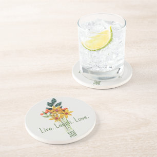 Monogram, papier gewatteerde bloemen ronde zandste zandsteen onderzetter