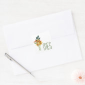 Monogram, Papier Gewatteerde Bloemen, Skinny Font  Vierkante Sticker (Envelop)
