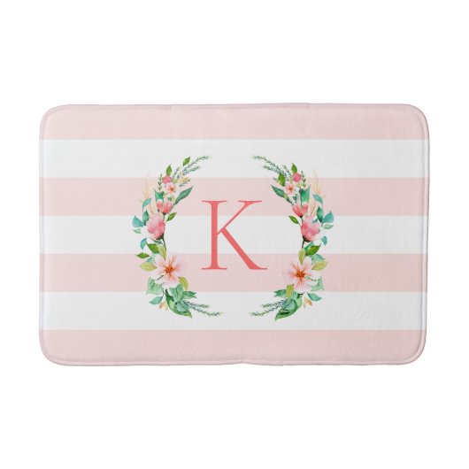 Monogram Paradise Floral en Stripes Badmat (Voorkant)