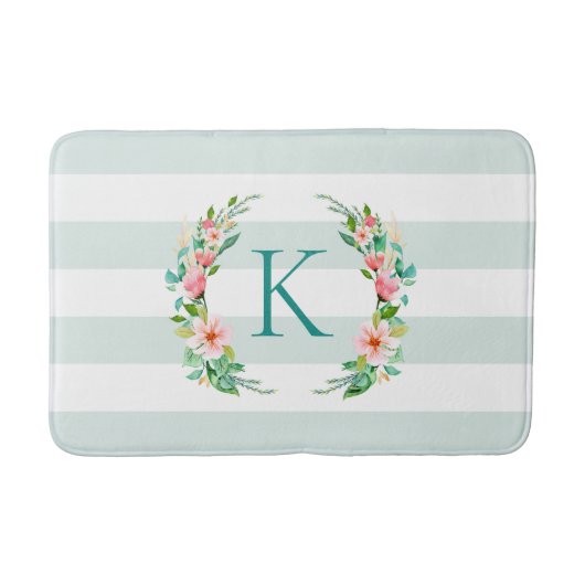 Monogram Paradise Floral en Stripes Badmat (Voorkant)
