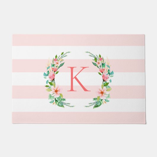 Monogram Paradise Floral en Stripes Deurmat (Voorkant)