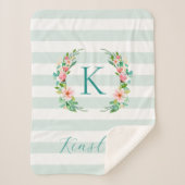 Monogram Paradise Floral en Stripes Sherpa Deken (Voorkant)