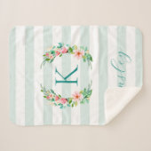 Monogram Paradise Floral en Stripes Sherpa Deken (Voorkant (horizontaal))