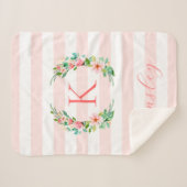 Monogram Paradise Floral en Stripes Sherpa Deken (Voorkant (horizontaal))