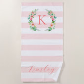 Monogram Paradise Floral en Stripes Strandlaken (Voorkant)