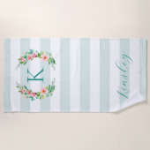 Monogram Paradise Floral en Stripes Strandlaken (Voorkant)