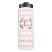 Monogram Paradise Floral en Stripes Thermosbeker (Voorkant)