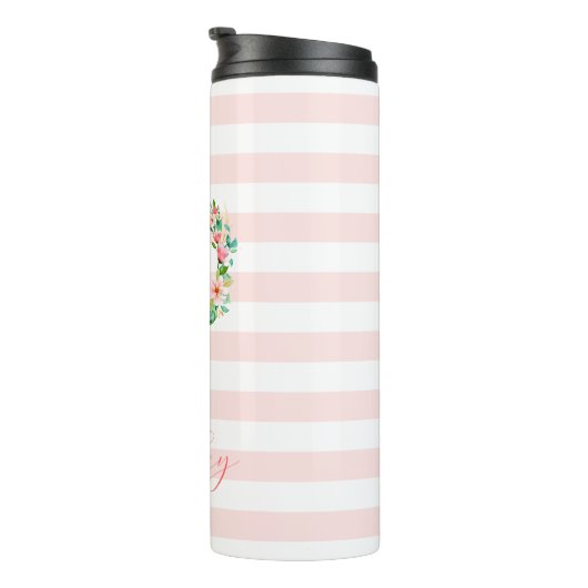 Monogram Paradise Floral en Stripes Thermosbeker (Geroteerd rechts)