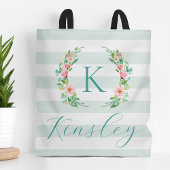 Monogram Paradise Floral en Stripes Tote Bag