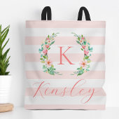 Monogram Paradise Floral en Stripes Tote Bag