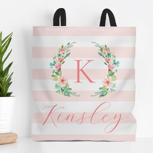 Monogram Paradise Floral en Stripes Tote Bag