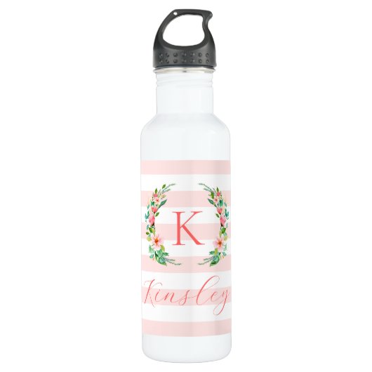 Monogram Paradise Floral en Stripes Waterfles (Voorkant)