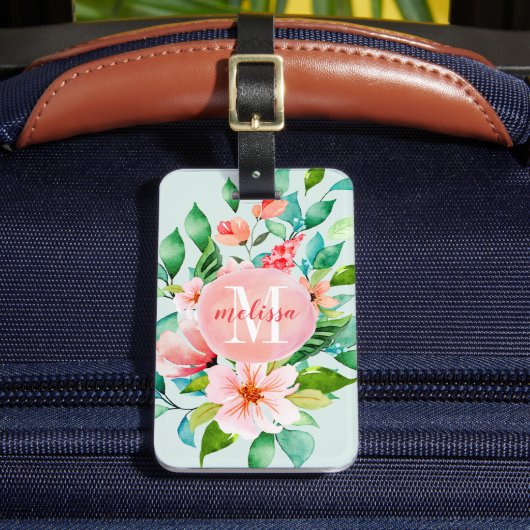 Monogram Paradise Floral Waterverf Bagagelabel (Voorkant Insitu 2)