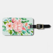 Monogram Paradise Floral Waterverf Bagagelabel (Voorkant horizontaal)