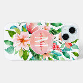Monogram Paradise Floral Waterverf Case-Mate iPhone Case (Achterkant (horizontaal))