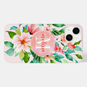 Monogram Paradise Floral Waterverf Case-Mate iPhone Case (Achterkant (horizontaal))