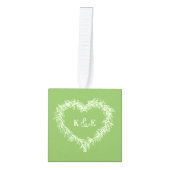 Monogram paren groene mistletoe hartfoto decoratie (Voorkant)