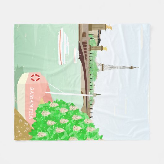 Monogram Paris Cityscape Spring Fleece Blanket Deken (Voorkant (Horizontaal))