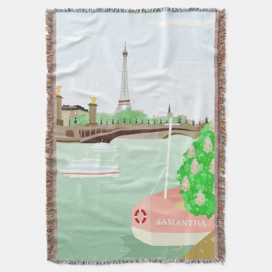 Monogram Paris Cityscape Spring Throw Blanket Deken (Voorkant Verticaal)