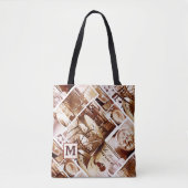 Monogram Paris Coffee Waterverf Collage Tote Bag (Voorkant)