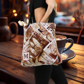 Monogram  Paris Coffee Waterverf Collage Tote Bag