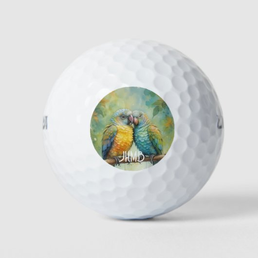 Monogram Parrots Bird Nature Animal Golfballen (Voorkant)