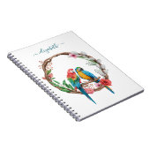 Monogram Parrots Macaw Birds Colorful Floral Notitieboek (Rechterzijde)