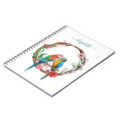 Monogram Parrots Macaw Birds Colorful Floral Notitieboek (Linkerzijde)