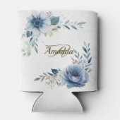 Monogram Party Dusty Blue Waterverf Flower Silver Blikjeskoeler (Achterkant)