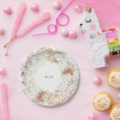 Monogram Party Pampas Grass Floral Wedding Papieren Bordje (Feest)