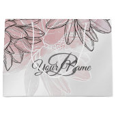 Monogram Party roze White Flower Silver Groot Cadeauzakje (Voorkant)