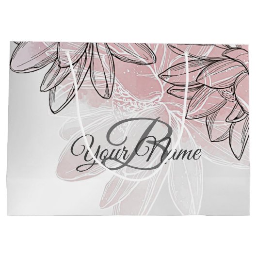 Monogram Party roze White Flower Silver Groot Cadeauzakje (Achterkant)