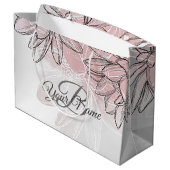Monogram Party roze White Flower Silver Groot Cadeauzakje (Achterkant Gekanteld)