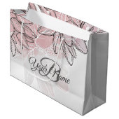 Monogram Party roze White Flower Silver Groot Cadeauzakje (Voorkant Gekanteld)