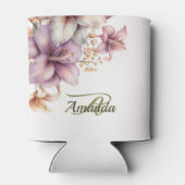 Monogram Party Waterverf Boho Roze Bloem Elegant Blikjeskoeler (Achterkant)