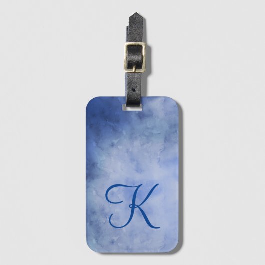 Monogram Pas Blauw en Wit aan Bagagelabel (Voorkant (verticaal))