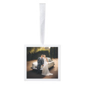 Monogram Pas getrouwd eerste Kerst 3 foto ornament (Rechts)