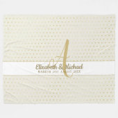 Monogram Pasgetrouwden Trouw Gouden Elegant Cadeau Fleece Deken (Voorkant (Horizontaal))