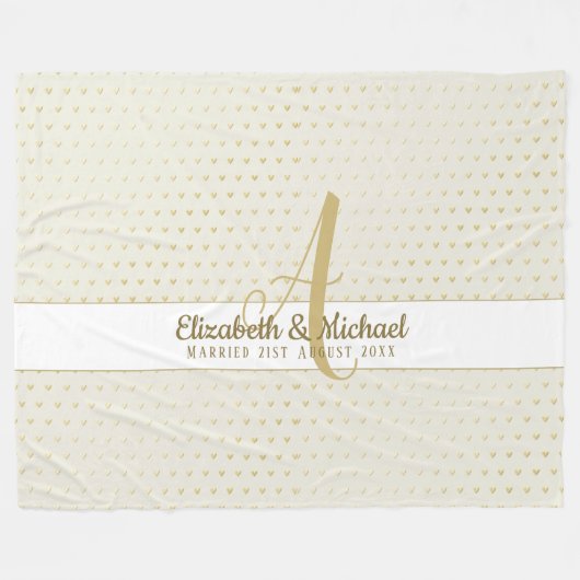 Monogram Passen getrouwd Weddenschap Goud Elegant  Fleece Deken (Voorkant (Horizontaal))